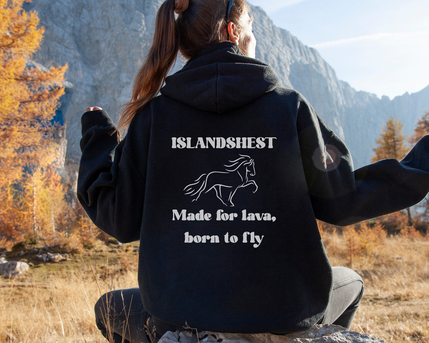 Hettegenser, Hest | Islandshest made for lava, born to fly | Unisex (2)