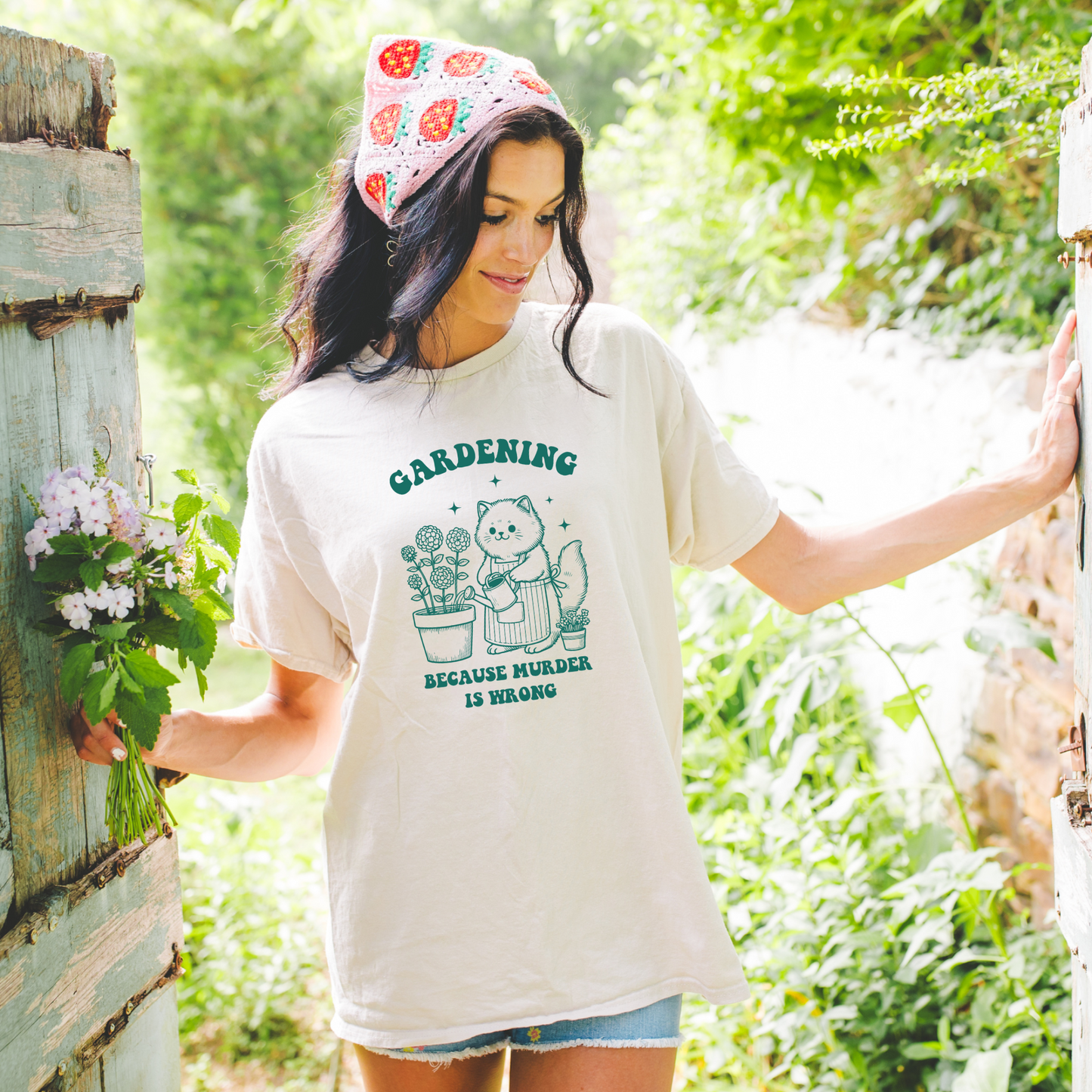 T-skjorte Hage | Gardening, because murder is wrong | Unisex