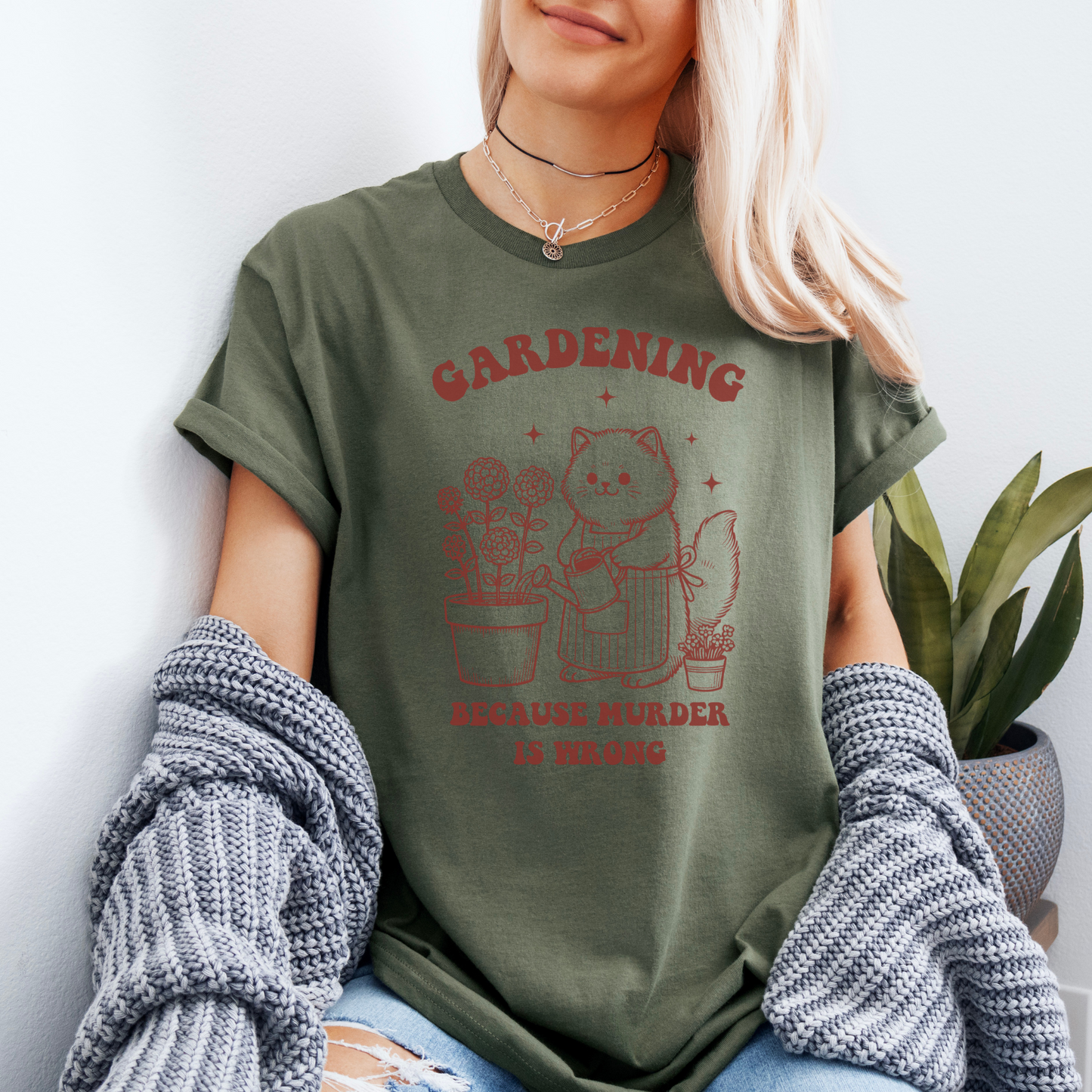 T-skjorte katt | Gardening, because murder is wrong