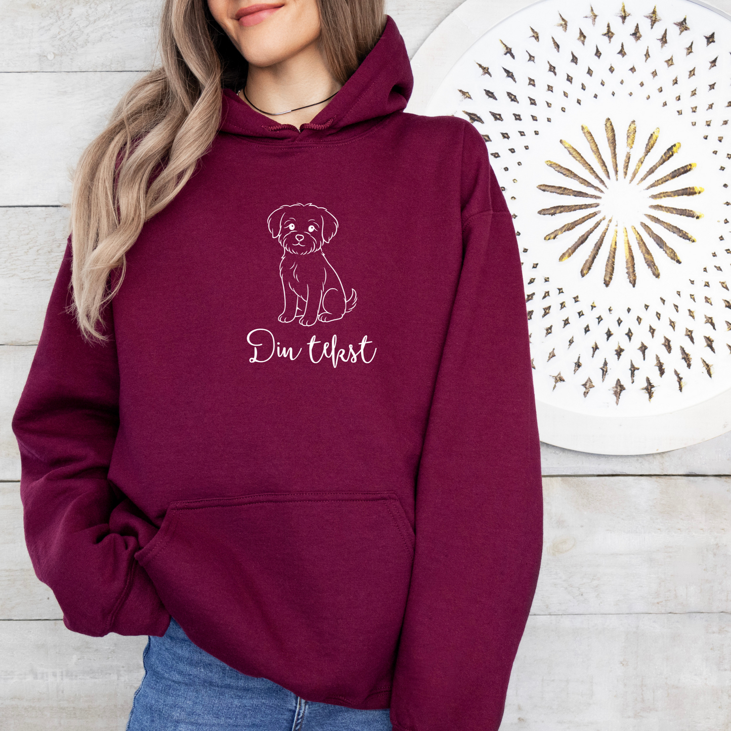 Hund med tekst | Personlig hettegenser hund | Unisex