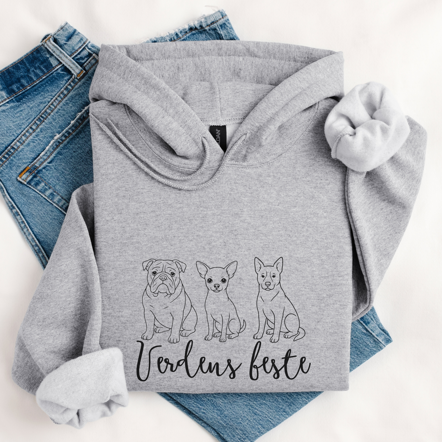 Hund med tekst | Personlig hettegenser hund | Unisex