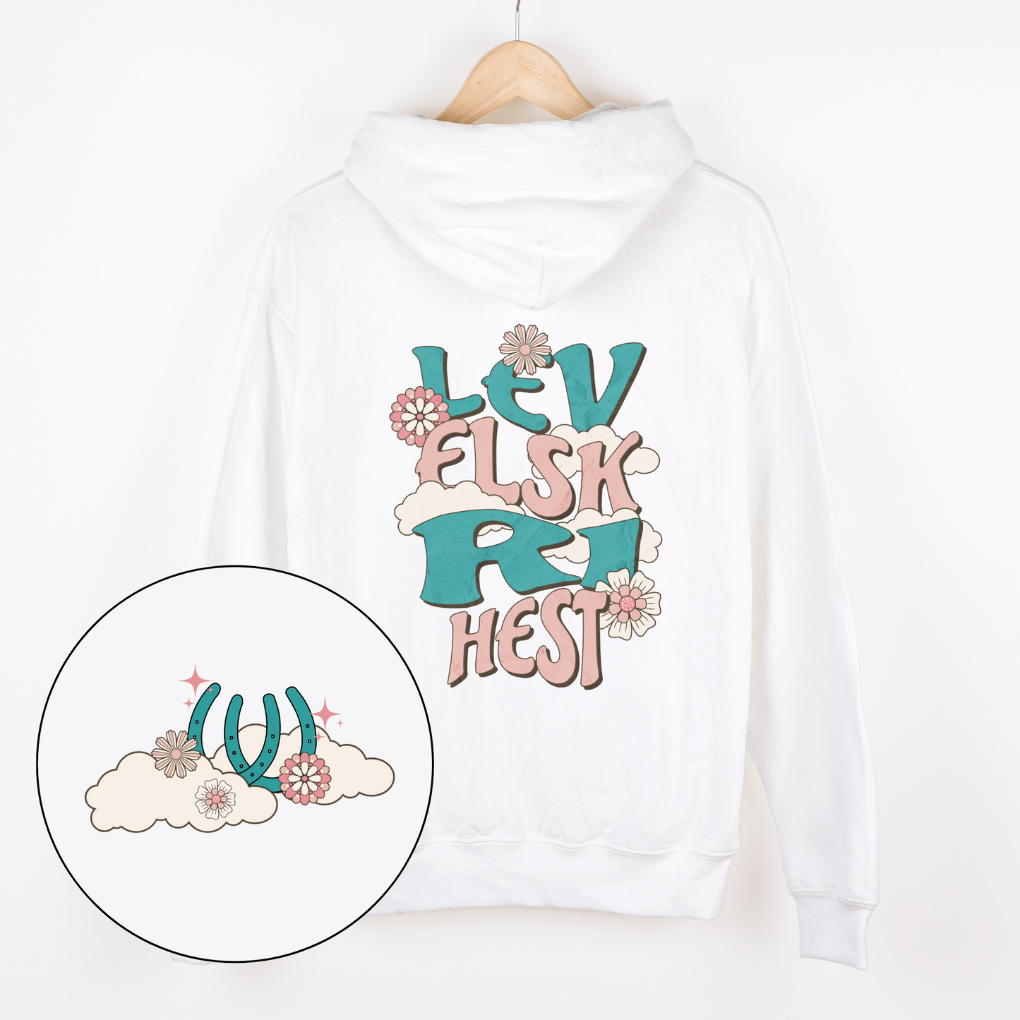 Hettegenser | Lev, elsk, ri hest | Unisex