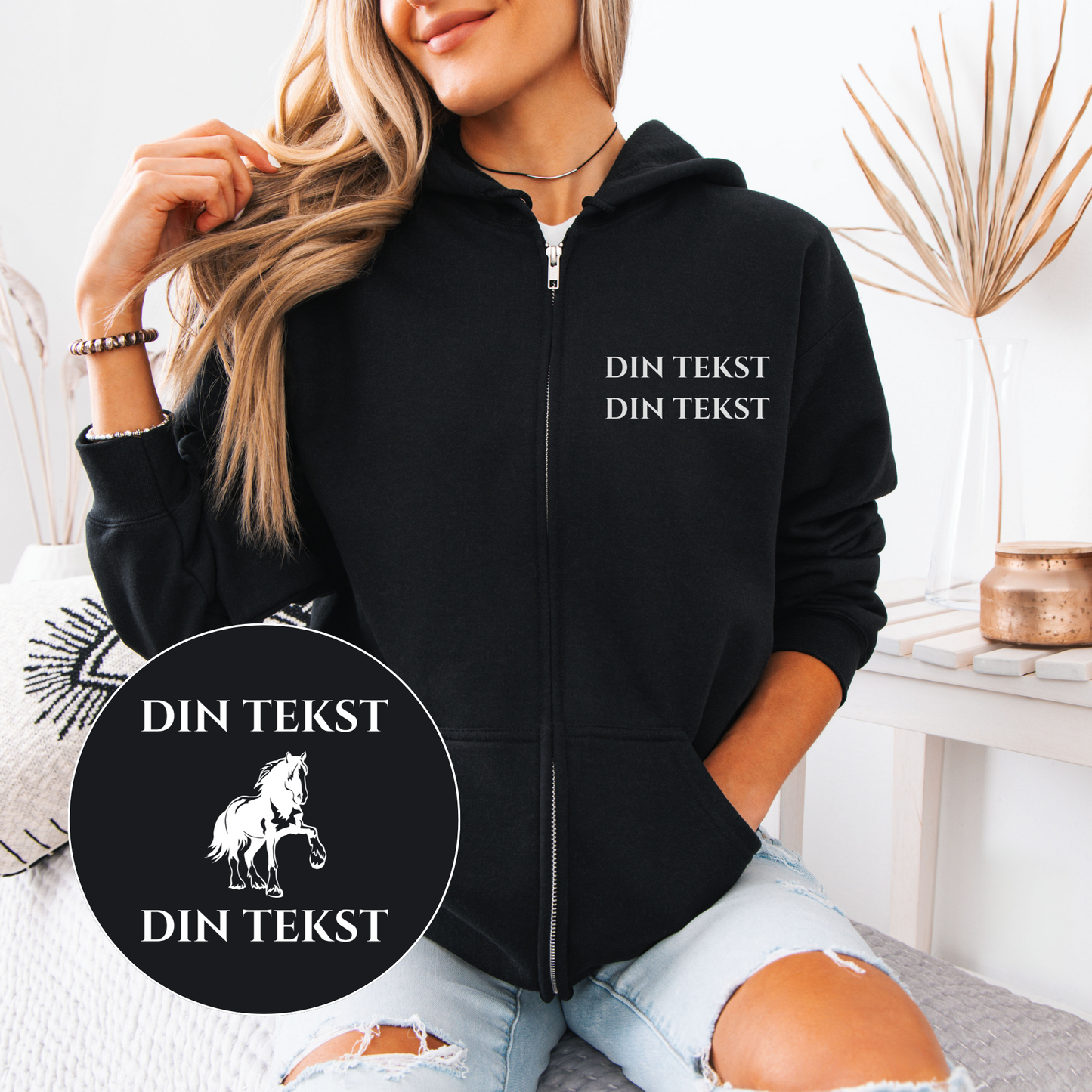 DØLAHEST hettejakke | Personlig hettejakke hest | Unisex