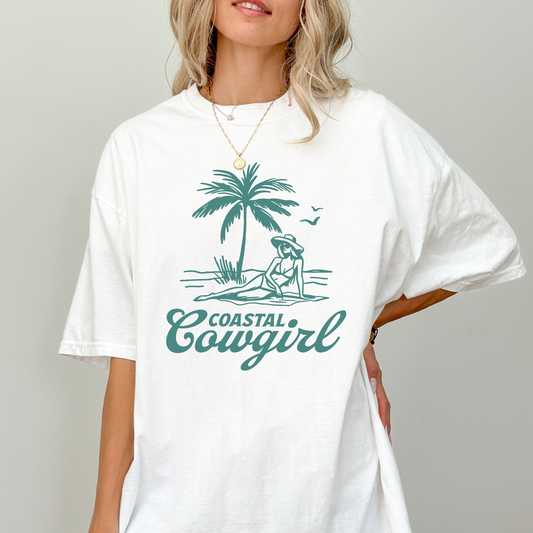 Hvit Coastal Cowgirl t-skjorte