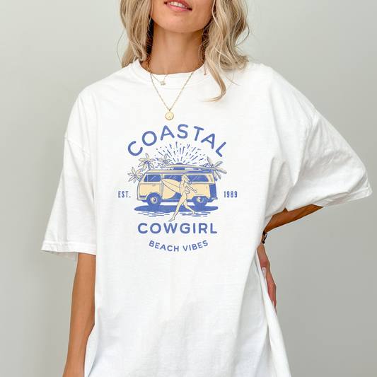 Hvit Coastal Surfer Cowgirl T-skjorte