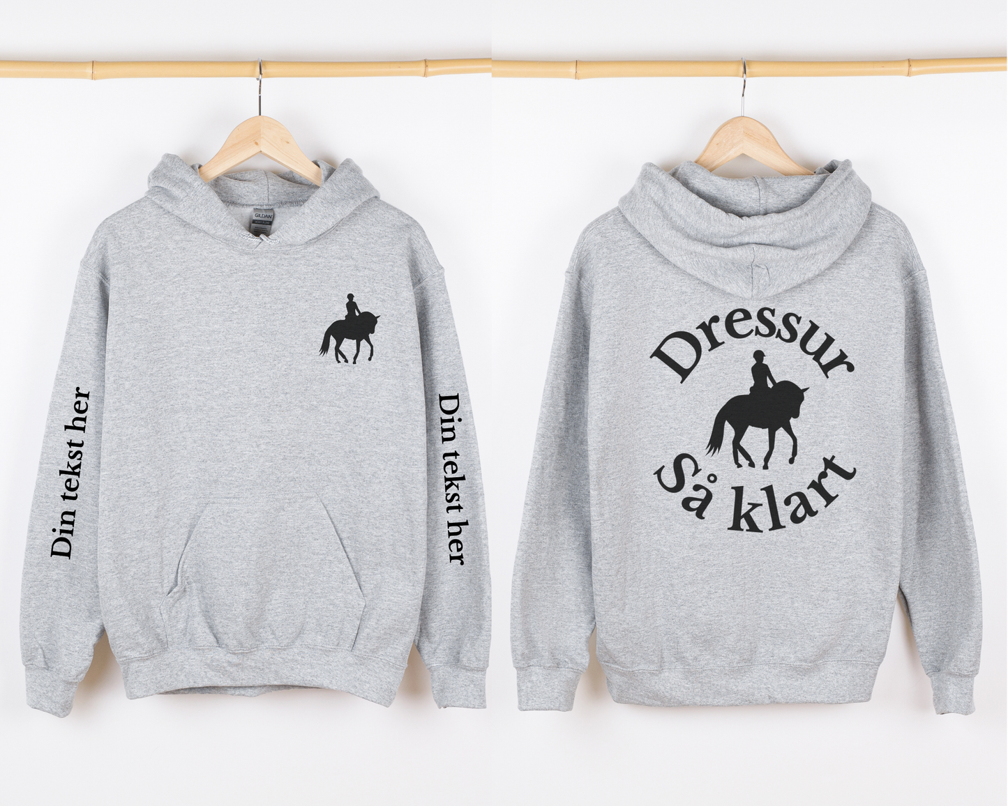 Dressur så klart | Personlig hettegenser hest | Unisex