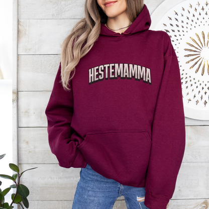 Vinrød hettegenser hest, hestemamma genser, hestemamma hoodie