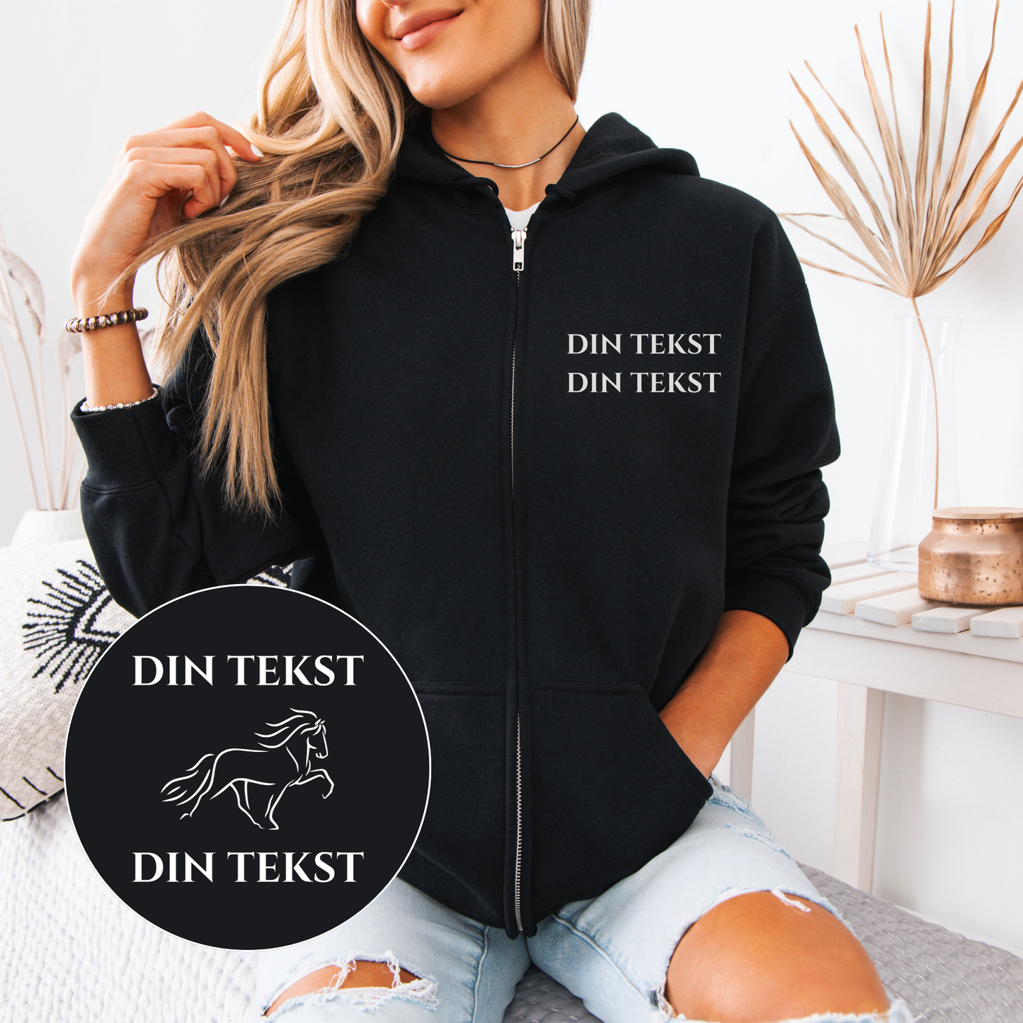 ISLANDSHEST hettejakke | Personlig hettejakke hest | Unisex