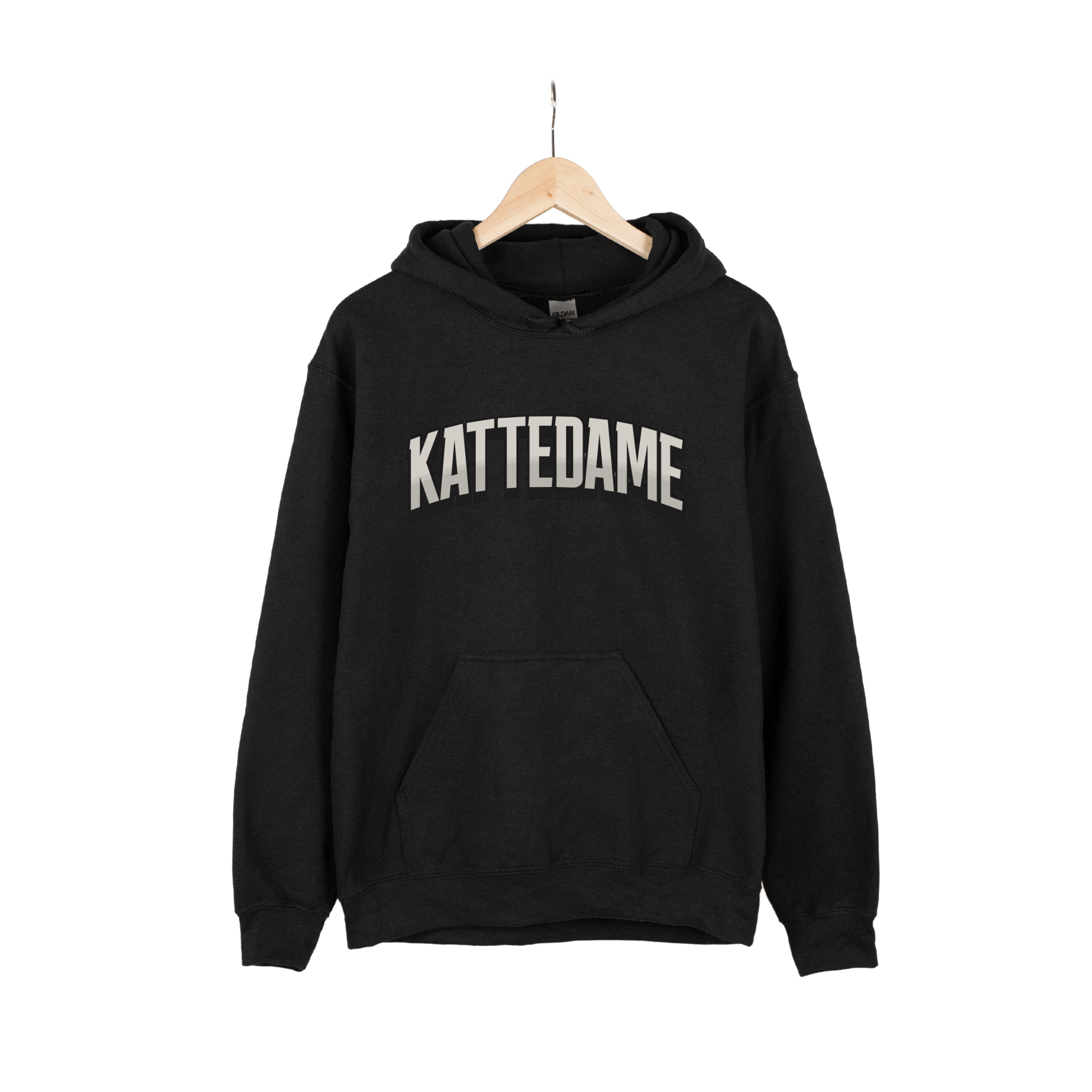 Svart kattedame hoodie, hettegenser katt, kattegenser