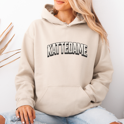 Sandfarget kattedame hoodie, hettegenser katt, kattegenser