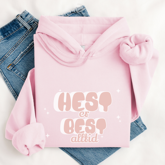 Hettegenser | Hest er best alltid, rosa | Unisex