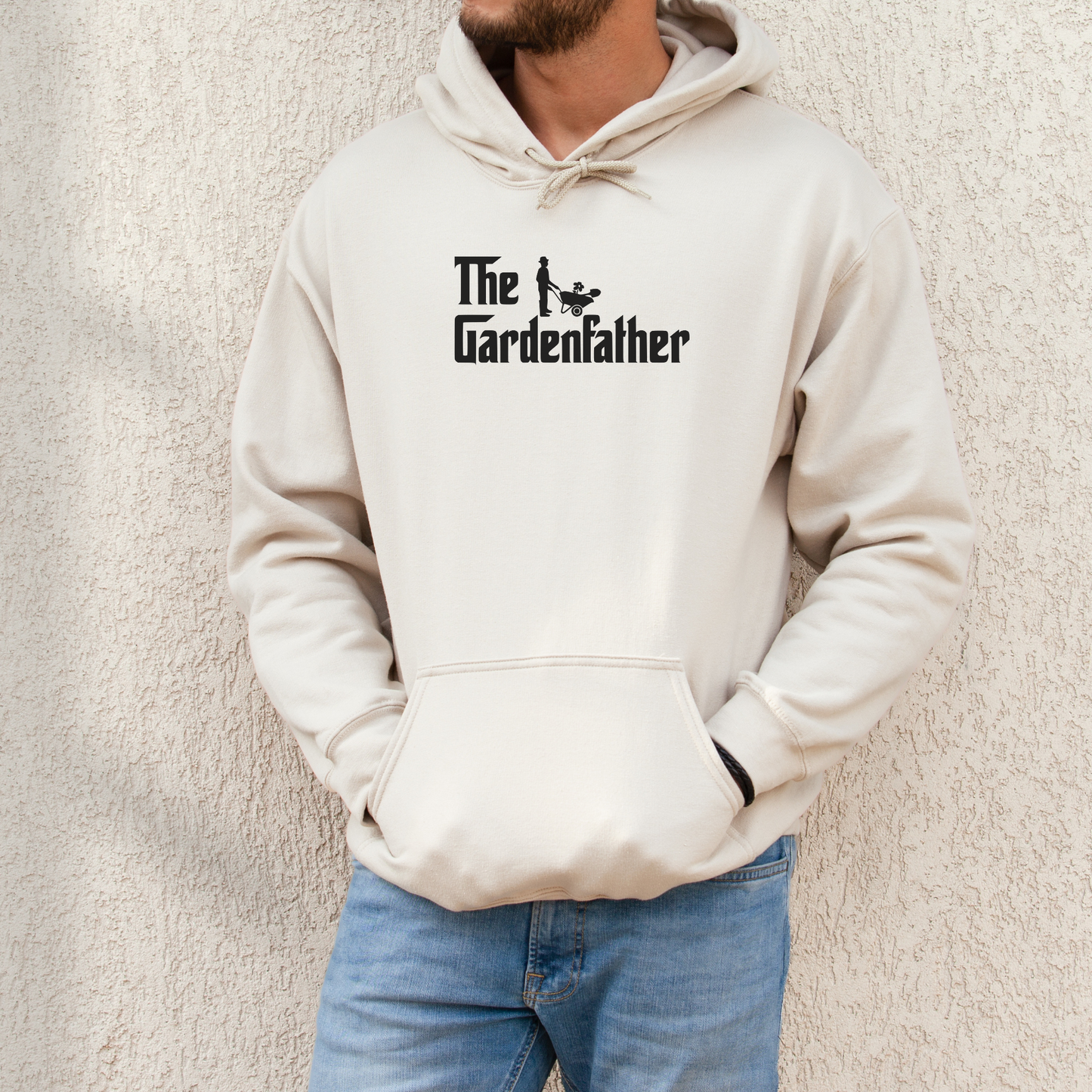 Sandfarget hettegenser, the gardenfather, hage mann, hagearbeid, hagegenser