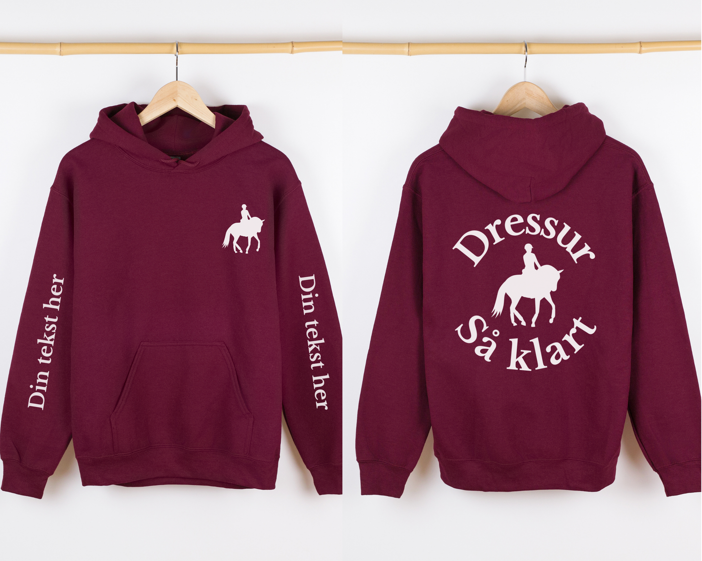 Dressur så klart | Personlig hettegenser hest | Unisex