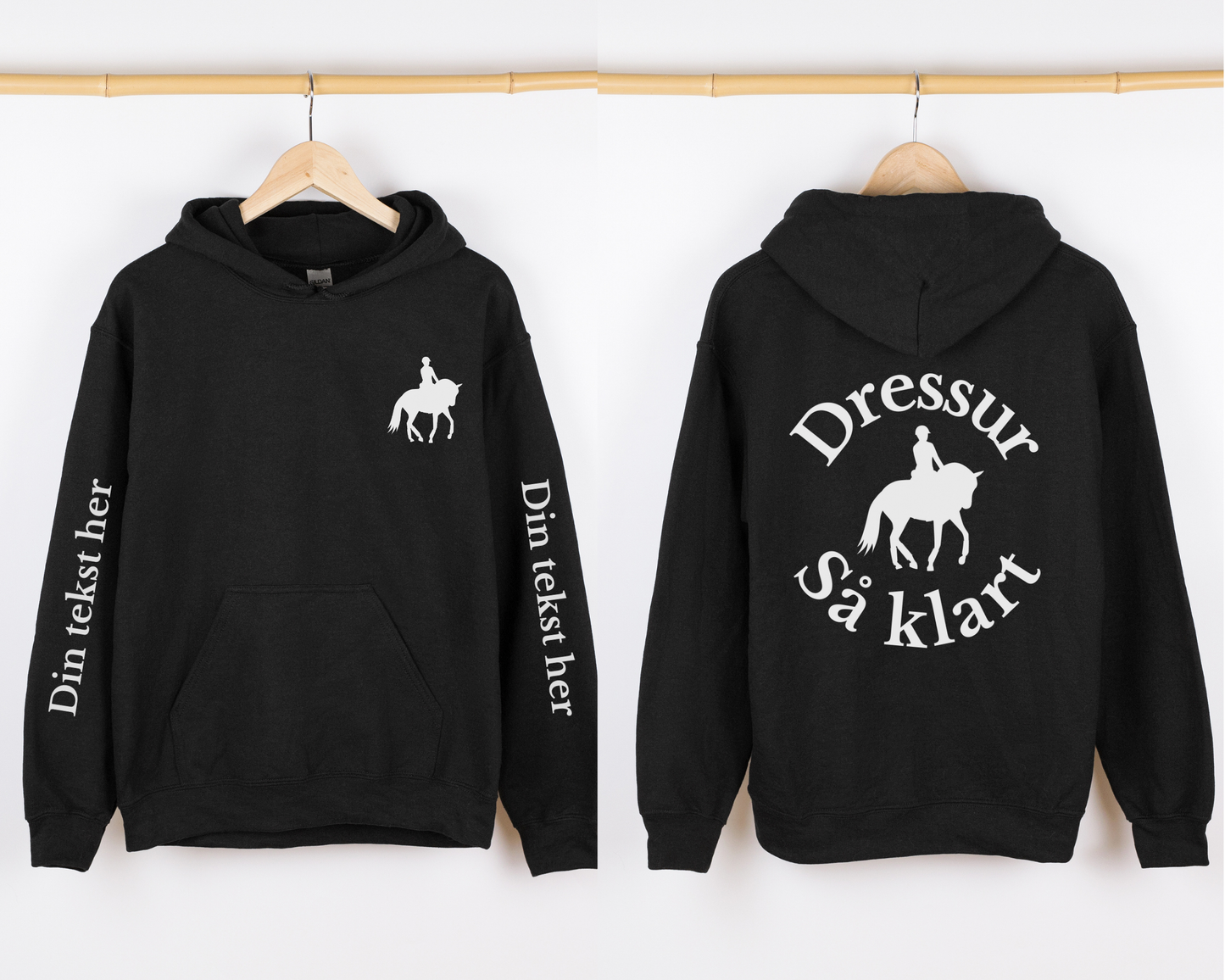 Dressur så klart | Personlig hettegenser hest | Unisex