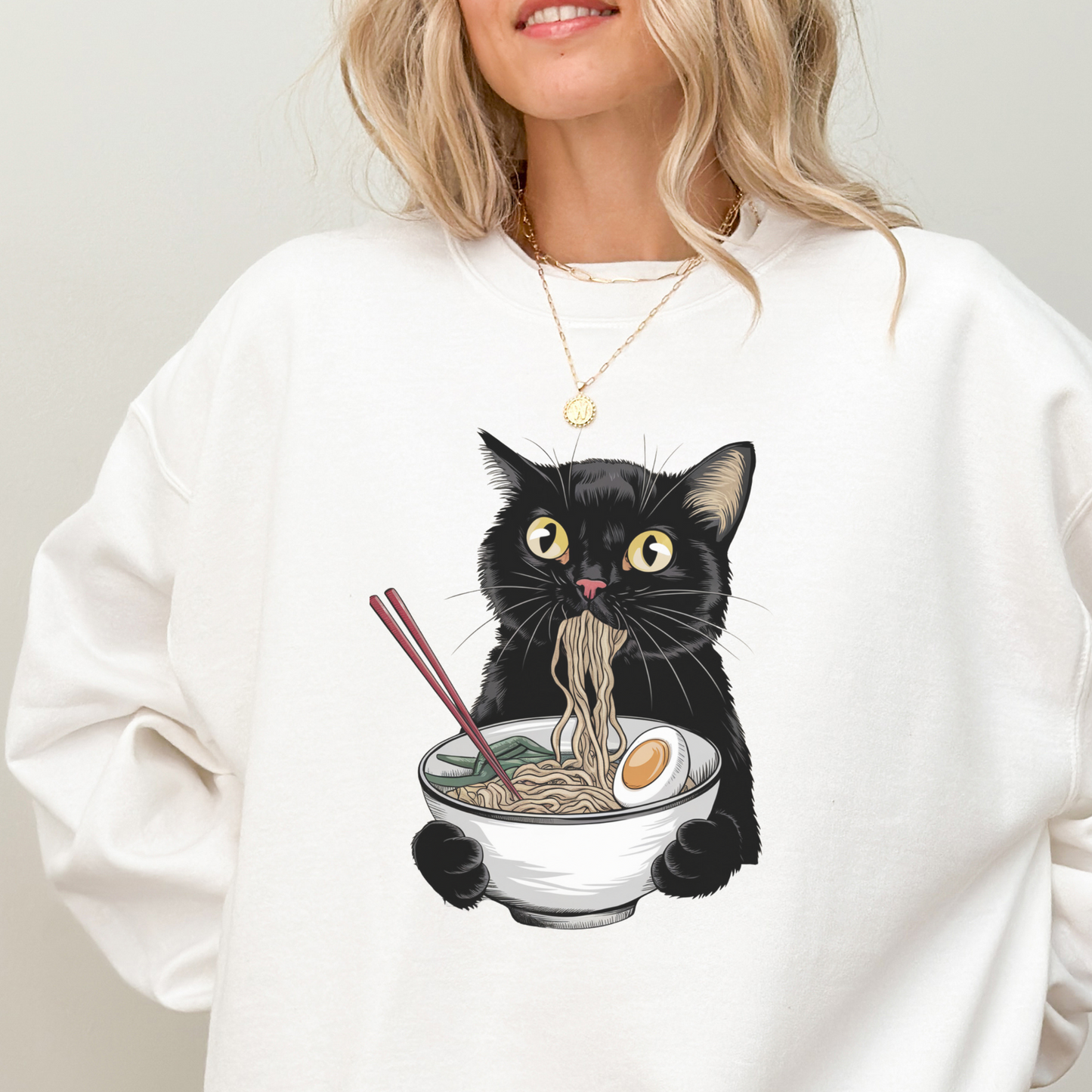 Hvit kattegenser, ramen-katt