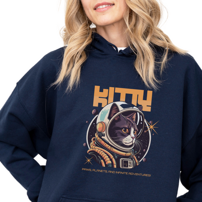 Blå hettegenser space kitty, kattegenser